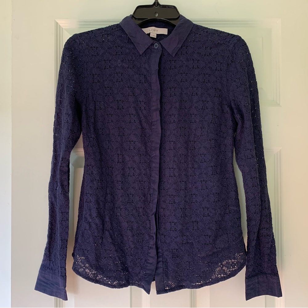 Navy blue Ann Taylor Loft button down blouse
